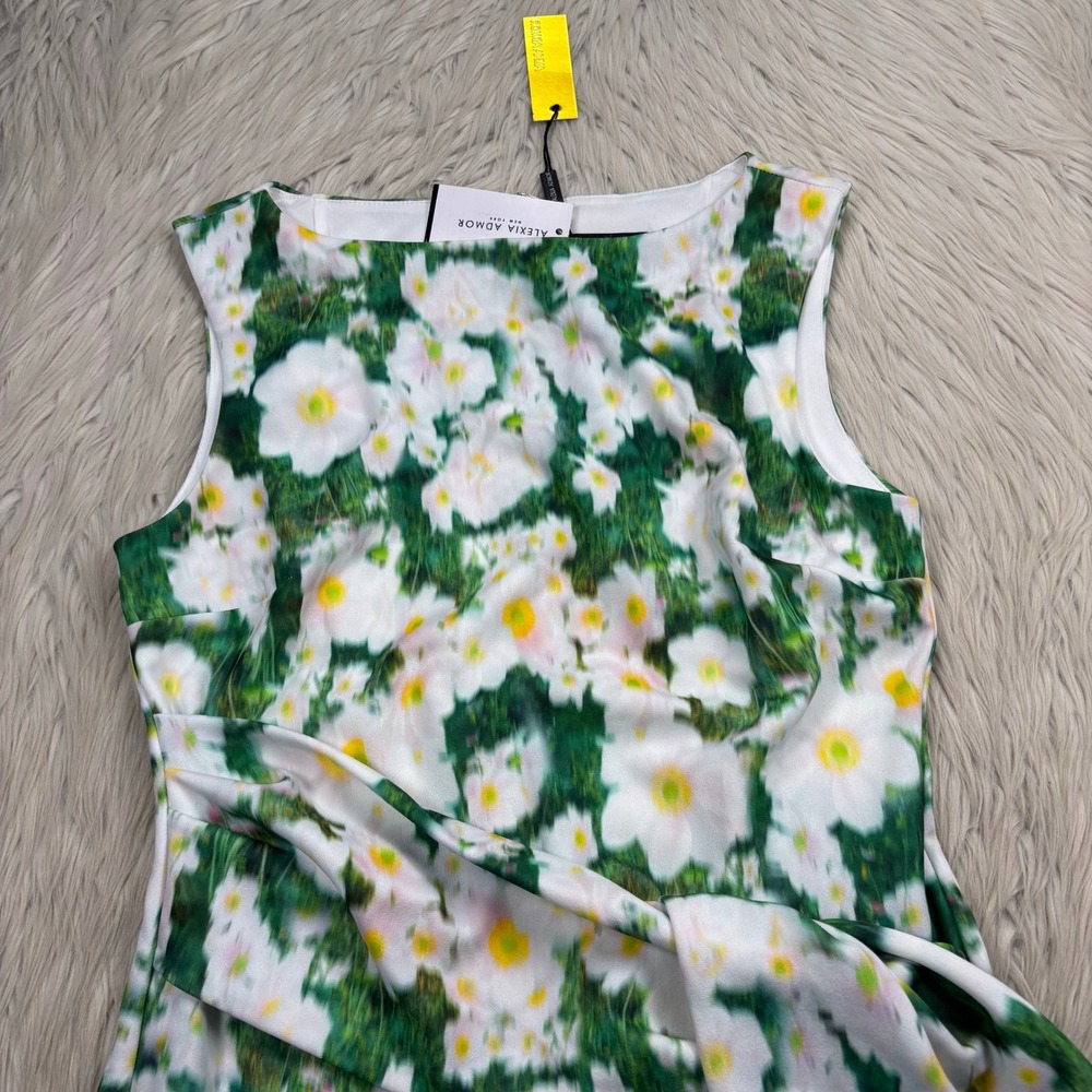 NWT Alexia Admor Women's S Green Abstract Floral Kiara Dress Wedding Guest - Picture 3 of 8
